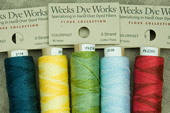 2 strand by Weeks Dye Works - With so many needlework projects requiring just two strand , we recently introduced the 2 strand versions of our popular 6-strand floss. The hand over-dyed 2 stranded Egyptian cotton thread are packaged in convenient, ready-to-use spools.  