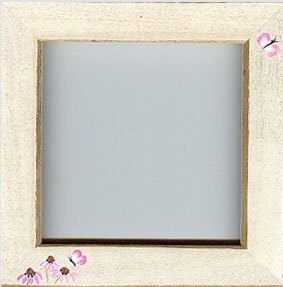 GBFRFA17 Matte Antique White with Hand painted  Butterfly & Cornflowers Frame 8"X 8".  by Mill Hill