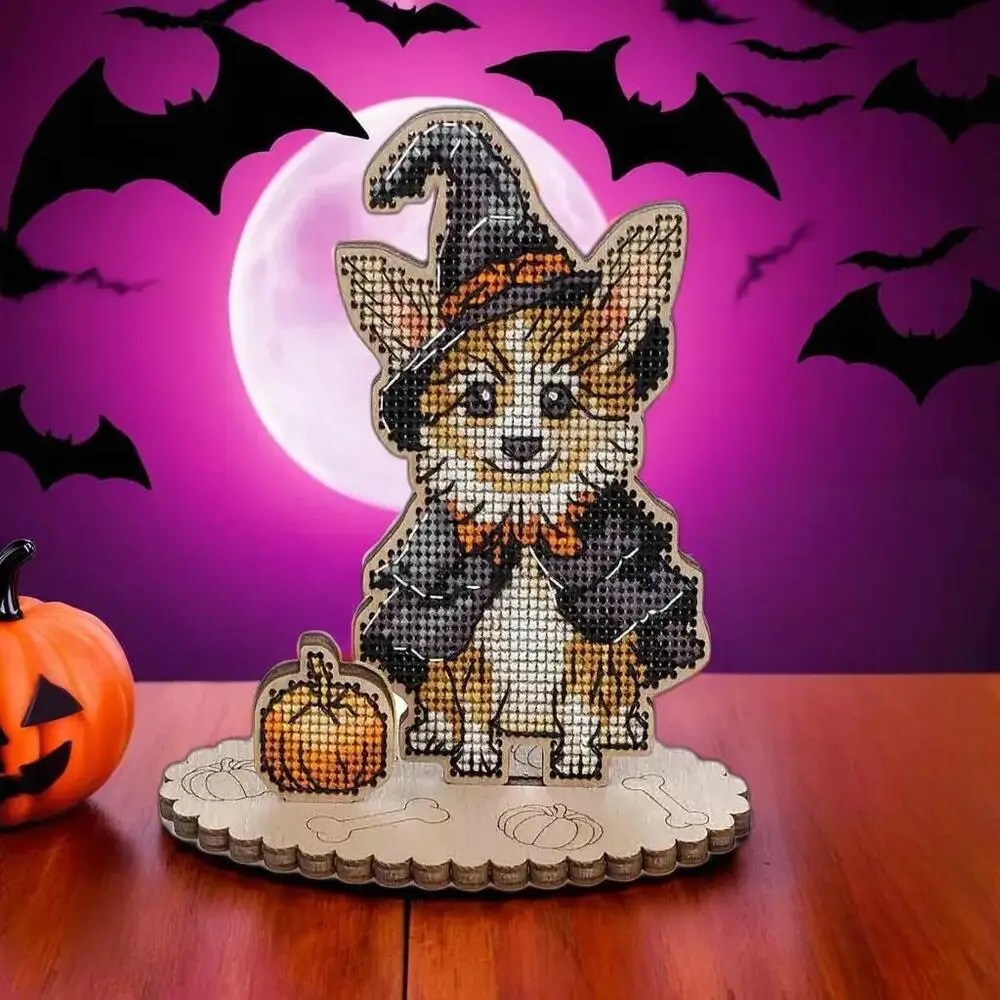 FLW-050 Halloween Dog Cross Stitch kit - 10cm x 11cm by Wonderland Crafts