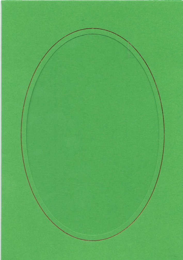 PK021-22 Bright Green Double Fold with Medium Oval Aperture. Pack of 5 Cards.