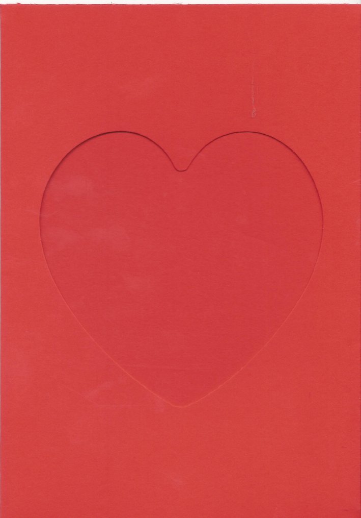 PK011-17 Bright Red Double Fold with Medium Heart Aperture. Pack of 5 Cards.
