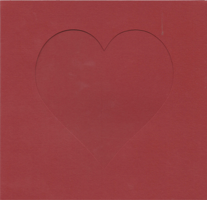 PK684-18 Red Double Fold with Heart Aperture.  Pack of 5 Cards 