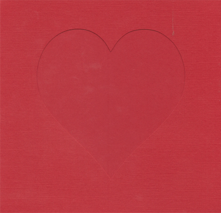 PK684- 180 Red Double Fold with Heart Aperture.  Pack of 5 Cards  
