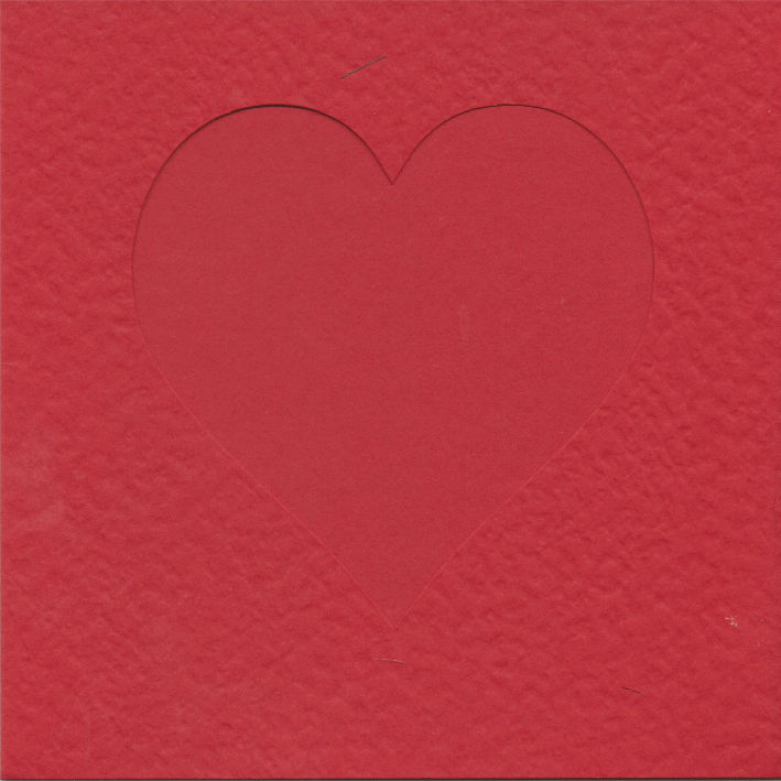 PK684-49 Red Double Fold with Heart Aperture.  Pack of 5 Cards 