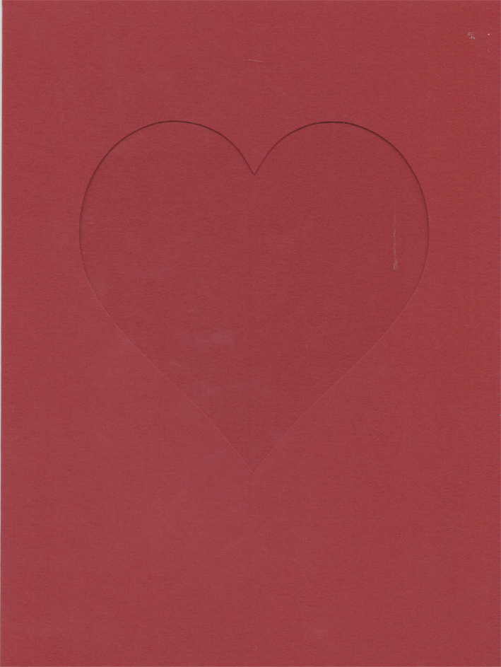 PK686-18 Red Double Fold with Large Heart Aperture.  Pack of 5 Cards 