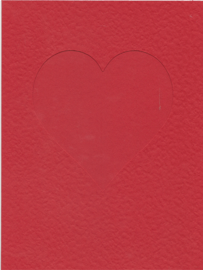 PK686-49 Red Double Fold with Large Heart Aperture.  Pack of 5 Cards  