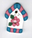1122 Pink/Blue  Birdhouse   by Just Another Button Company 