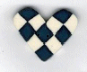 3345 Blue & White Checked Heart  : by Just Another Button Company