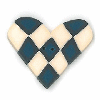 3345.O Overdyed Blue & White Checked Heart : by Just Another Button Company