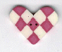 3346 Pink & White Checked Heart : by Just Another Button Company