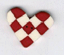3368L Red & White Checked Heart  : by Just Another Button Company