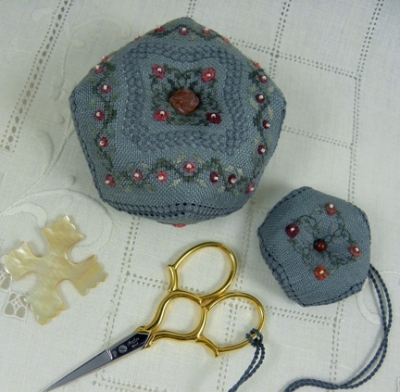 Drawn Thread - DR113 -   Carnelian Rose Biscornu