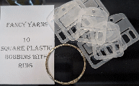 10 Square Acrylic Bobbins with 2" metal ring by Fancy Yarn