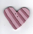 nh1006P Pink Striped Heart : by Just Another Button Company