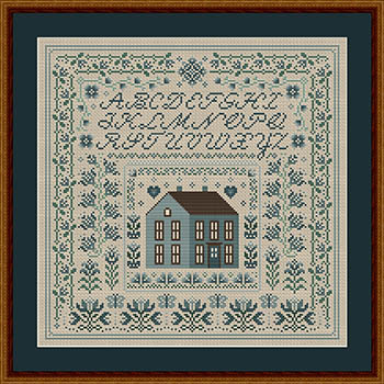 Happiness Is Heartmade -  Blue Hollyhock House Sampler