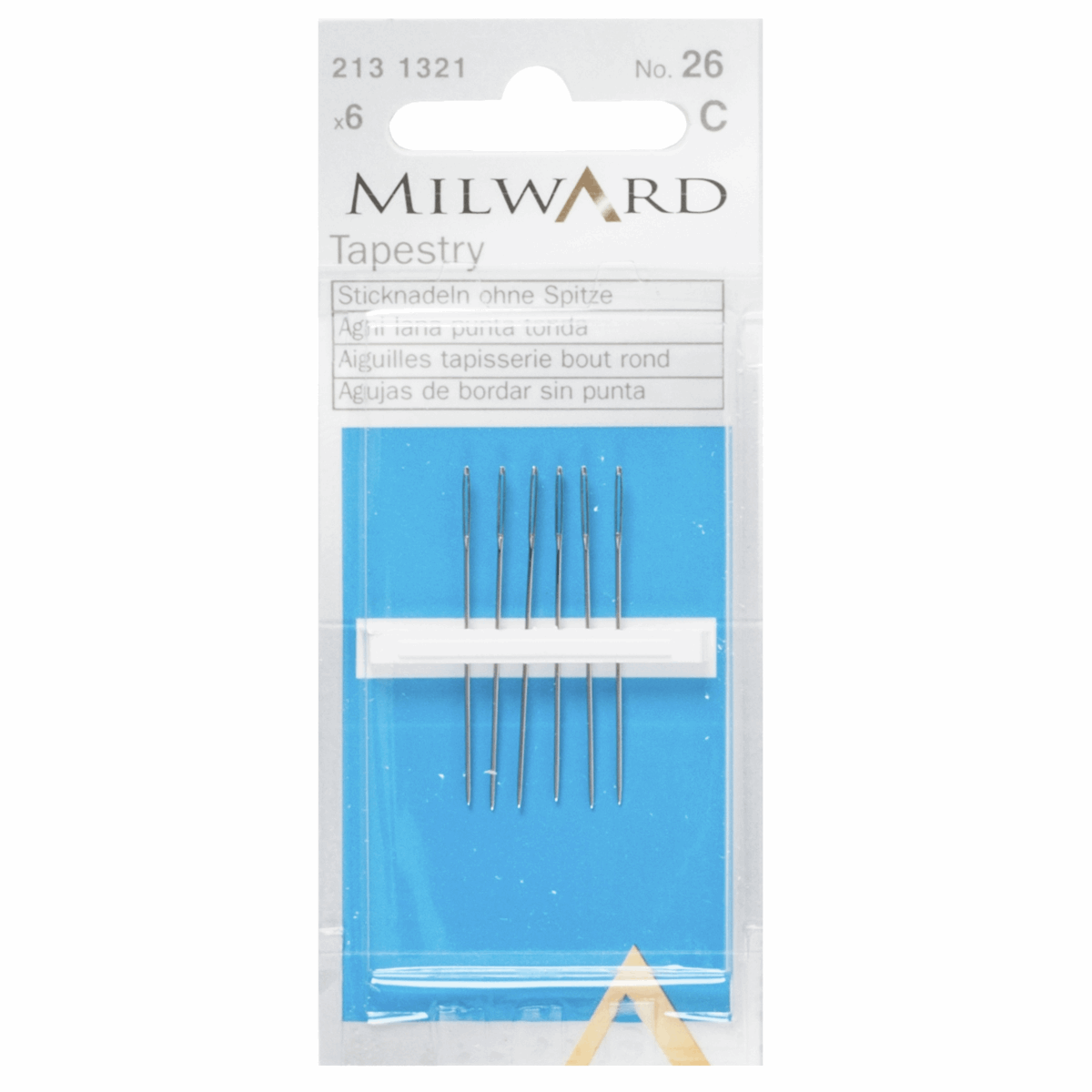Size 26 Cross stitch/ Tapestry : 6 Pieces Hand Sewing Needles by Milward  