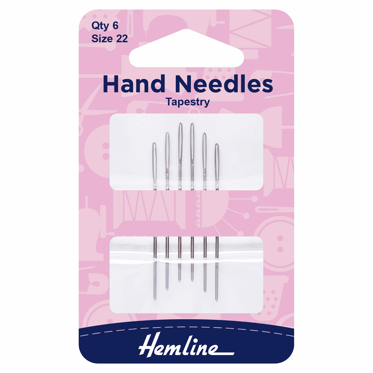 Size 22 Cross stitch /Tapestry : Hand Sewing Needles  : 6 Pieces : by Hemline 
