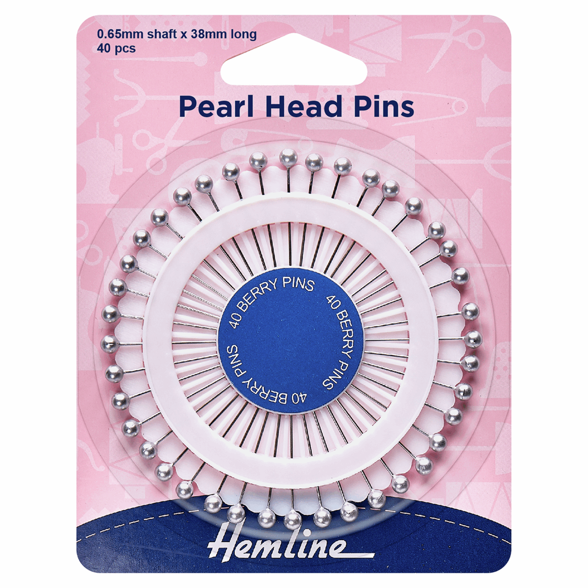 Pins: Pearl Head: Assorted: 38mm: Silver: 40 Pieces by Hemline 