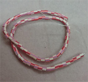 Polymer Fimo Clay : Tube Beads : 0.5cm long : Pink/Orange 