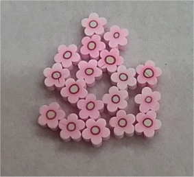 Polymer Fimo Clay Beads : Pink Flower : Approximately 9mm