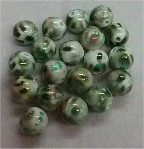  Mottled Green : Round : Approximately 15mm