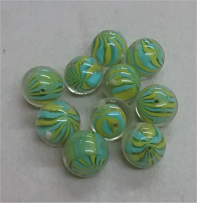 Turquoise /Yellow swirl - Round : Approximately 25mm