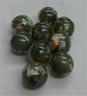 Moss Green Coloured : Floral : 25mm Approximately