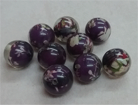 Purple Coloured : Floral : 25mm Approximately 