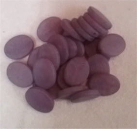 Purple Oval : Approximately 27mm x 20mm  