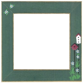 GBFRFA13 Matte Green with Hand painted Birdhouse Frame 8"X 8".  by Mill Hill