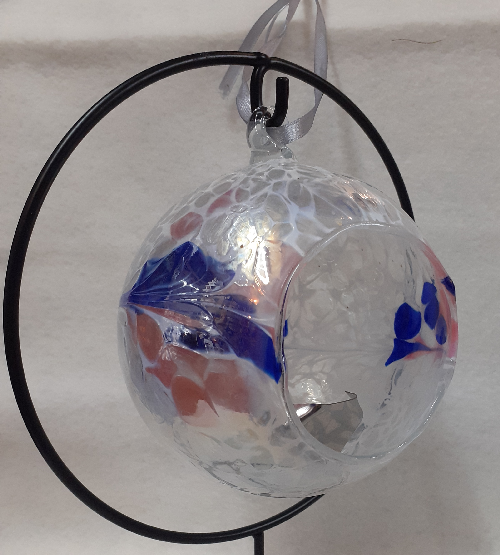 12.5cm : Friendship Hanging Tealight Sphere : Blue, Pink  & White  by Nobile' 