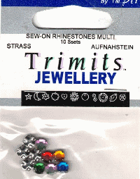 Trimits - Jewellery - Sew/Glue on Rhinestones Multi colored x 10 