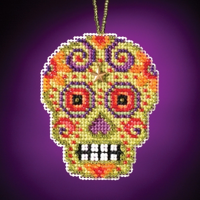 MH16-1622 Verde : Calavera Charmed Ornament  by Mill Hill   