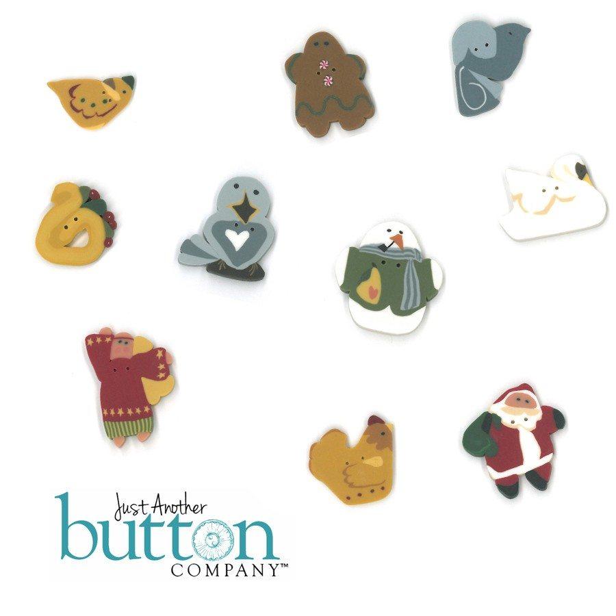 Twelve Days Buttons set with free pattern by Just Another Button Company 