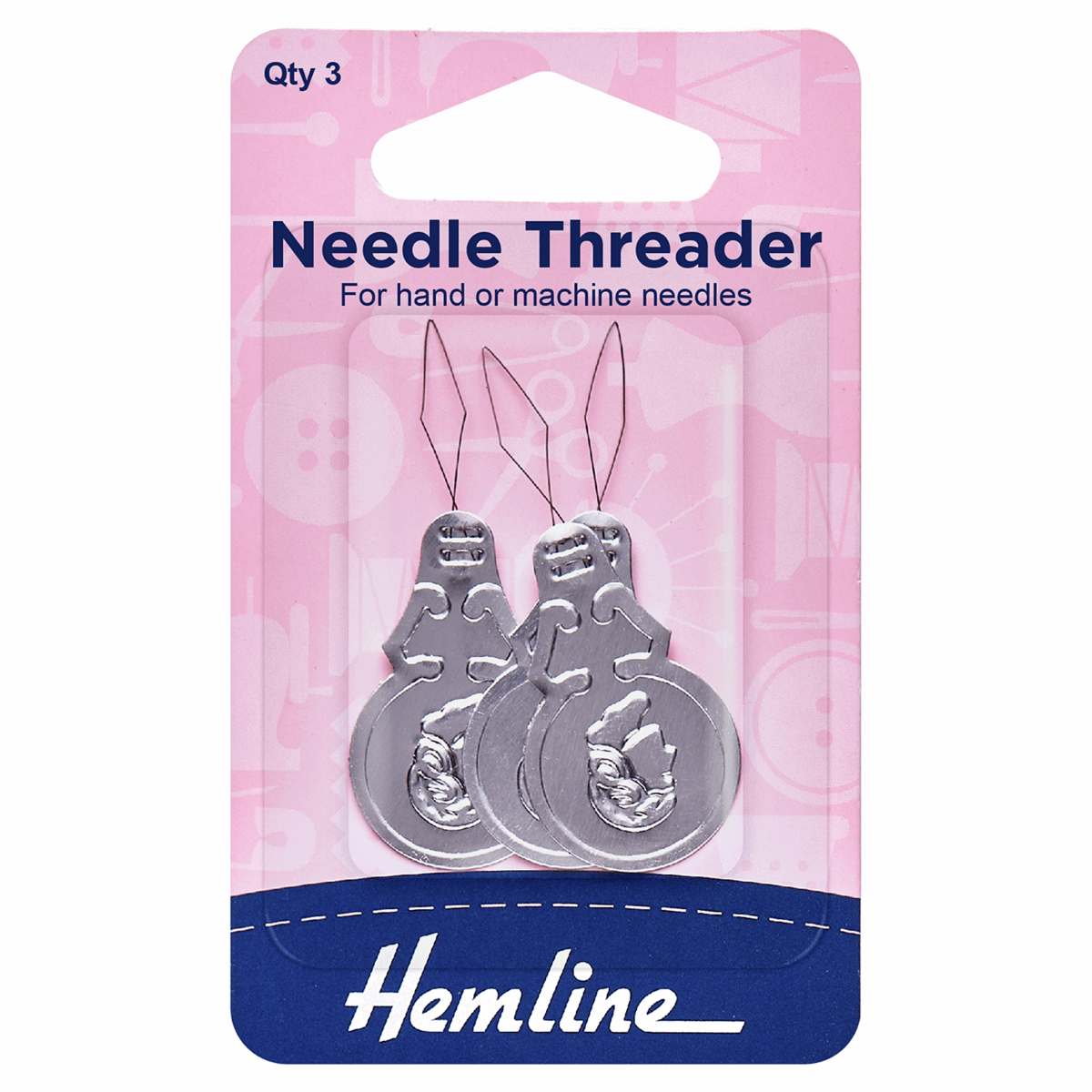 Needle threader : Aluminium : 3 pieces per pack by Hemline