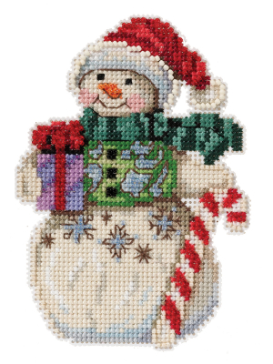JS20-2116 Snowman with Candy Cane by Mill Hill 