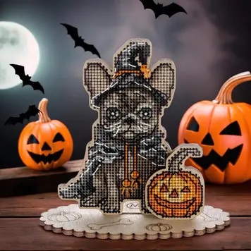 FLW-057 Halloween Dog Cross Stitch kit - 10cm x 10.5cm by Wonderland Crafts