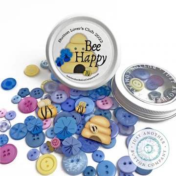 Bee Happy Tin  : March 2022 : Button Lovers Club    by Just Another Button Company.