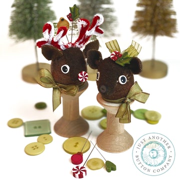Rudy & Ruthie Reindeer Spoolkeep Pincushion--supplies only by Just Another Button Company 