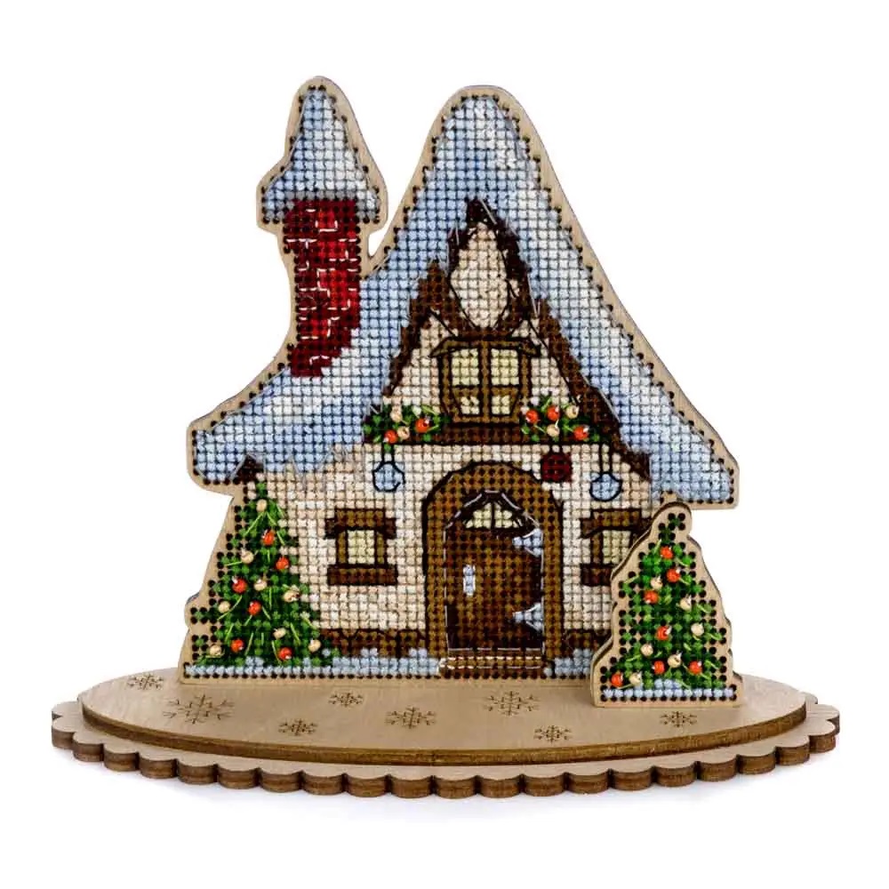 FLK-047 House - Cross stitch Kit - 11cm x 11.5cm Wonderland Crafts