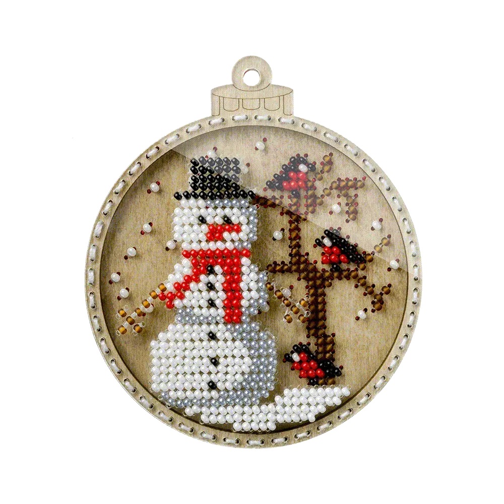 FLK-368   “Snowman” Wooden Bead Ornament Kit by Wonderland Crafts 
