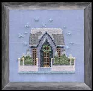 NC160 Little Snowy Gray Cottage - Snow Globe Village Series by Nora Corbett 