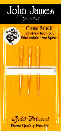 Size 24  Gold plated Tapestry Needles - 3 Pieces by John James 