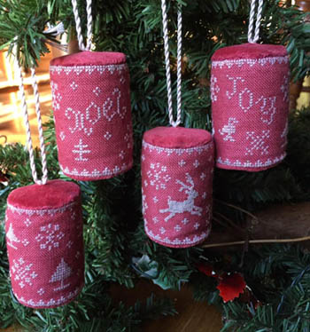 Mini Drum Christmas Ornaments by  Dame of the Needle 