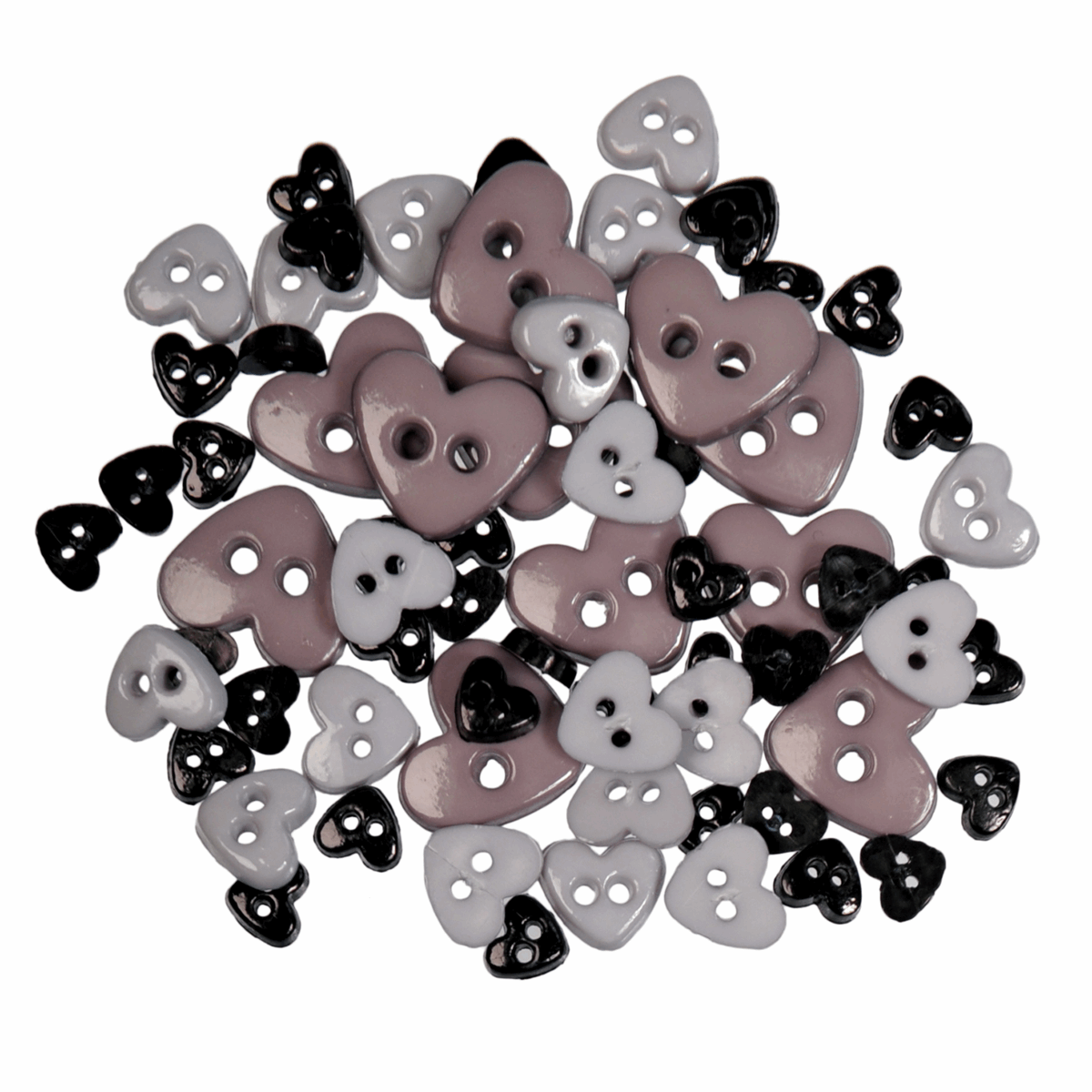 Mini Hearts Black - Buttons  2.5g B6166\34