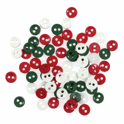 Mixed Red & Green Mini Round  6mm - Buttons 4g B6407\55