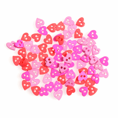Mixed Hearts Pink Mini  6mm - Buttons 5g B6302\39