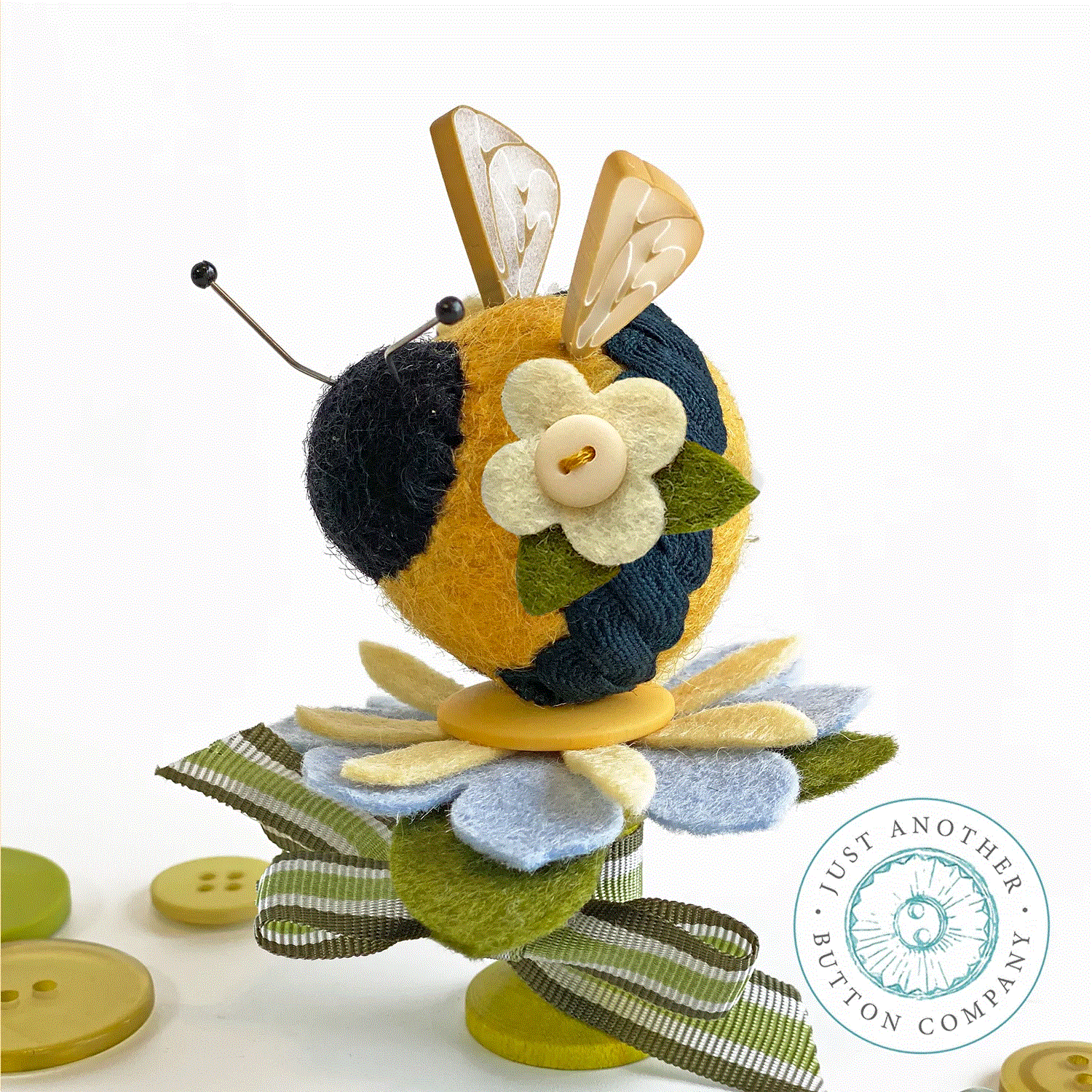 Busy Bee Pincushion Pattern & Bumblebee Wings Pin-Mini by Just Another Button Company  