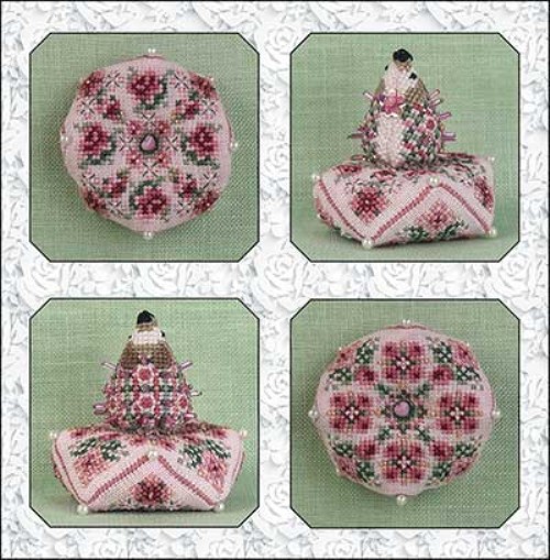 JN342 • Hetty's Rose Garden Biscornu & Hedgehog by Just Nan Pre - Order