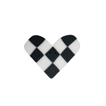 ss1013 Black & White checked heart by Just Another Button Company 